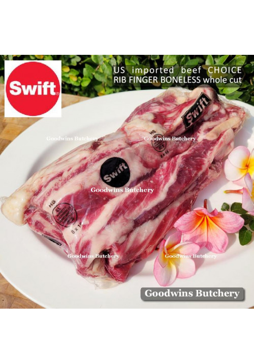 Beef rib shortrib RIB FINGER BONELESS frozen US USDA CHOICE Swift whole bag 1.0-1.5 kg length +/- 12" 30cm (price/kg)
